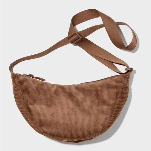 UNIQLO - Round Mini Shoulder Bag - Corduroy - Brown 🤎 - Picture 3 of 4